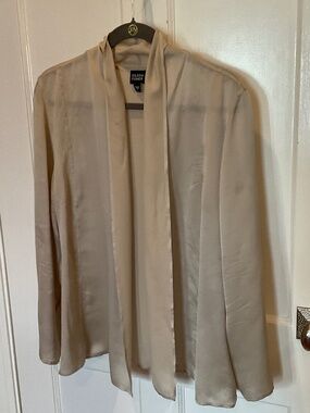 Eileen Fisher 100% silk sheer cardigan, L crème brule color
